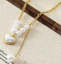 Cadena corazón perla o corazón blanco